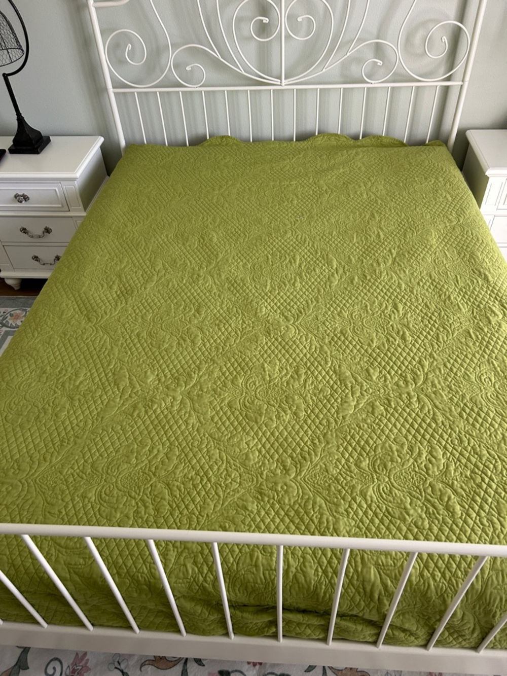 Classic Quilted Coverlet in Olive Green